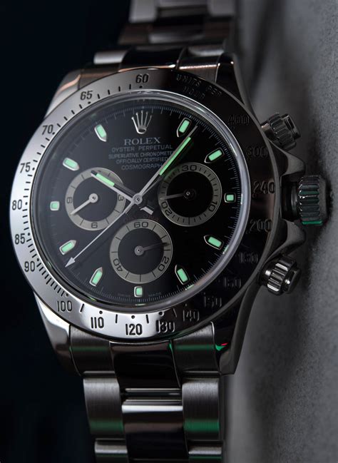 rolex daytona black dial stainless steel|rolex daytona 116520 40 mm.